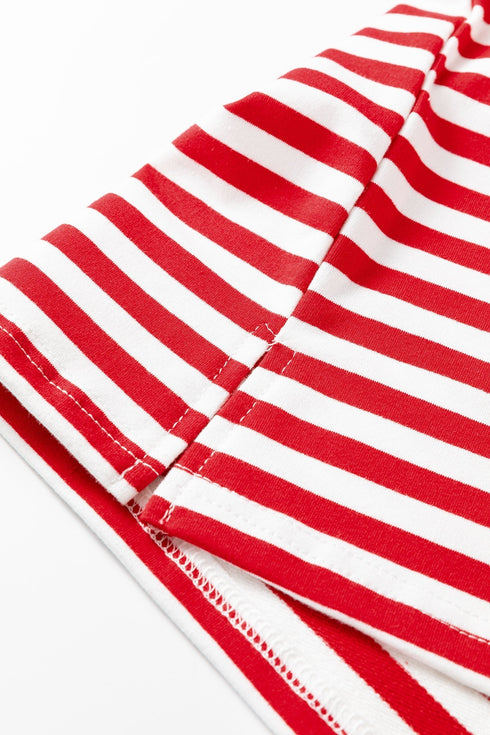 Cotton Blend Striped Drop Shoulder Wide Leg Lounge Set