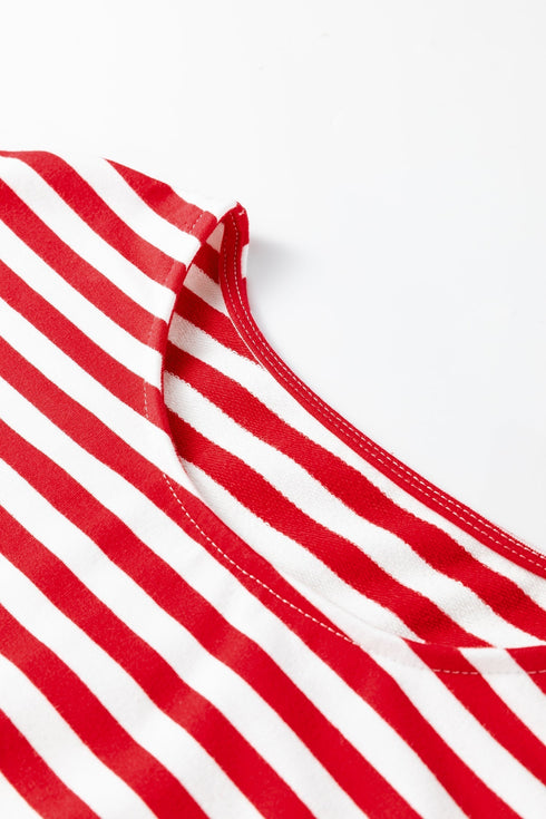 Cotton Blend Striped Drop Shoulder Wide Leg Lounge Set