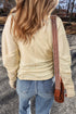 Cotton Blend Waffle Knit Exposed Seam Thermal Top