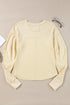 Cotton Blend Waffle Knit Exposed Seam Thermal Top