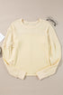 Cotton Blend Waffle Knit Exposed Seam Thermal Top