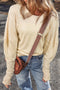 Cotton Blend Waffle Knit Exposed Seam Thermal Top