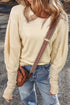 Cotton Blend Waffle Knit Exposed Seam Thermal Top