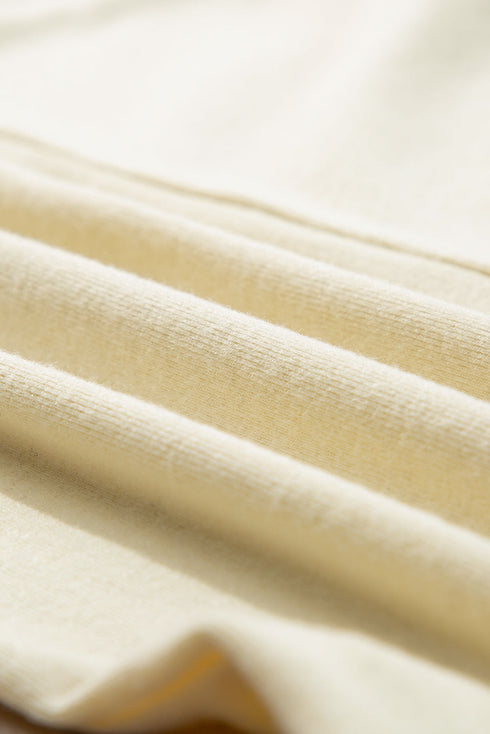 Cotton Blend Waffle Knit Exposed Seam Thermal Top