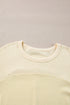 Cotton Blend Waffle Knit Exposed Seam Thermal Top