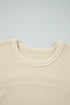 Cotton Blend Waffle Knit Exposed Seam Thermal Top