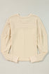 Cotton Blend Waffle Knit Exposed Seam Thermal Top