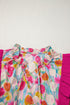 Cotton Floral Print Flutter Sleeve Tie Neck Blouse