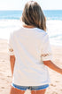 Cotton Lace Crochet Patchwork Crew Neck Tee