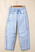 Cotton Polyester Denim Pull On Barrel Jeans