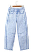 Cotton Polyester Denim Pull On Barrel Jeans