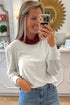 Cotton Puff Sleeve Shirred Cuff Peasant Top