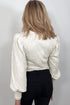 Cotton Puff Sleeve Shirred Cuff Peasant Top