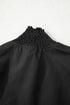 Cotton V Neck Animal Print Trim Flounce Sleeve Blouse