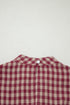 Country Plaid Keyhole Pleated Button Detail Long Sleeve Blouse