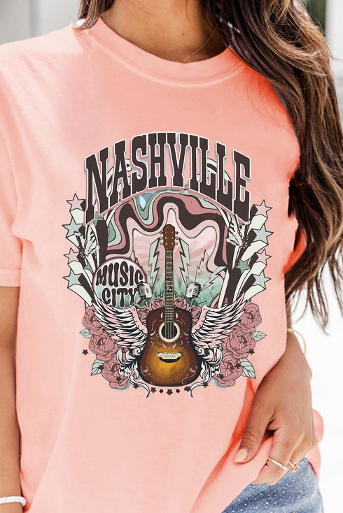 Country Roots Nashville Music City Guitar Graphic Festival Ready Tee