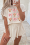Cow Graphic Bow Detail Cropped Tee Skort Set