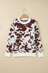 Cow Pattern Western Long Sleeve Round Neck Pullover Sweater