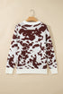 Cow Pattern Western Long Sleeve Round Neck Pullover Sweater