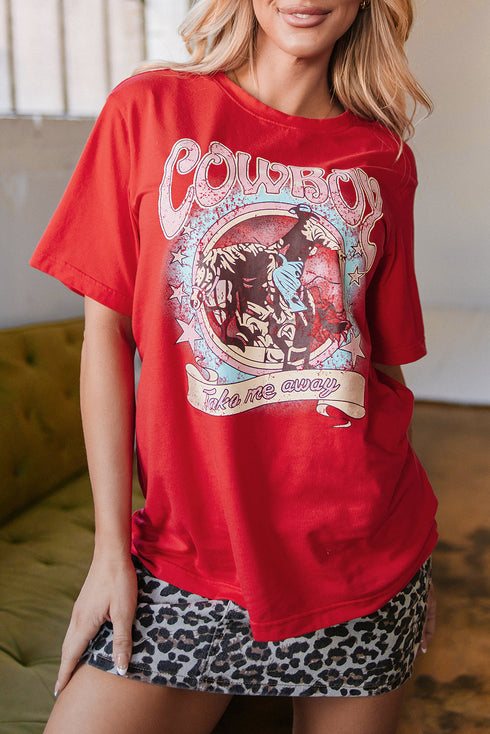 Cowboy Take Me Away Graphic Print Relaxed Tee