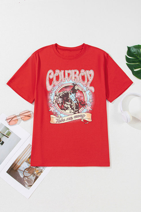 Cowboy Take Me Away Graphic Print Relaxed Tee
