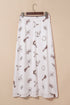 Cowgirl Aesthetic Western Print Satin Maxi Skirt