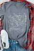 Cowgirl Boots And Ox Head Graphic Print Western Tee