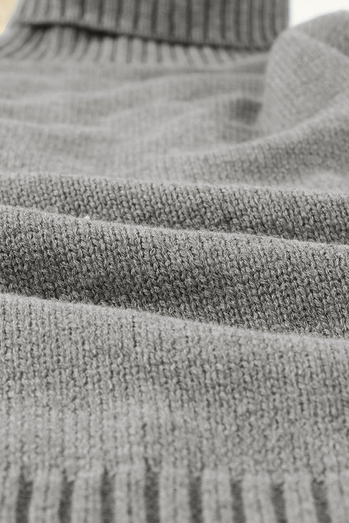 Cowl Neck Cable Knit Sweater Dress