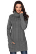 Cowl Neck Cable Knit Sweater Dress