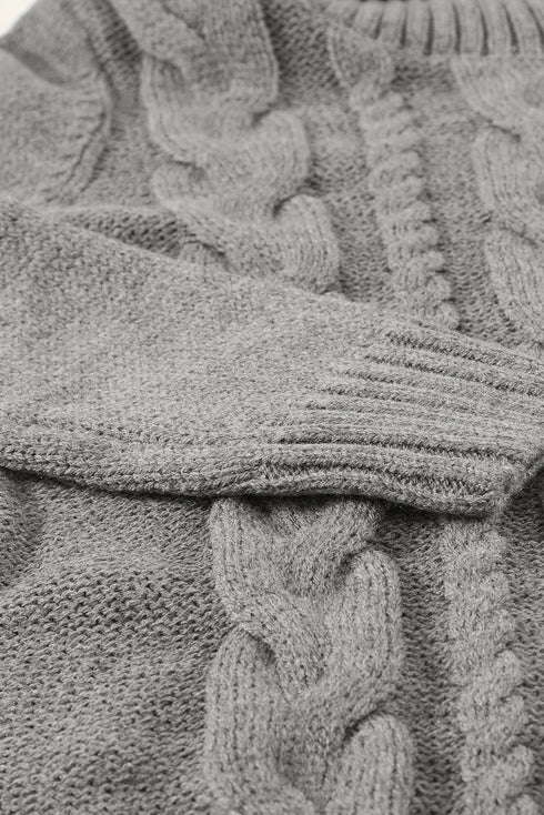 Cowl Neck Cable Knit Sweater Dress