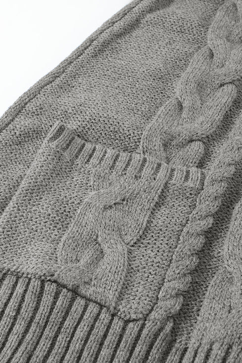 Cowl Neck Cable Knit Sweater Dress