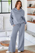 Cowl Neck Drawstring Pullover Wide Leg Pant Set