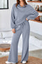 Cowl Neck Drawstring Pullover Wide Leg Pant Set