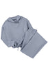 Cowl Neck Drawstring Pullover Wide Leg Pant Set