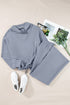Cowl Neck Drawstring Pullover Wide Leg Pant Set