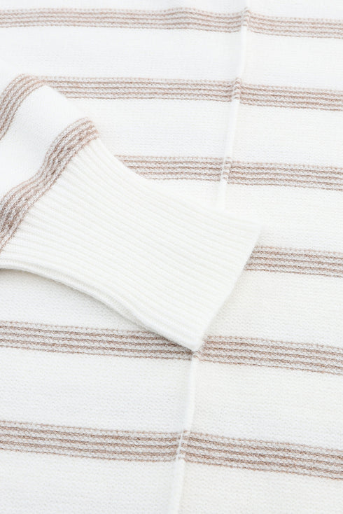 Cowl Neck Striped Print Drop Shoulder Sweater