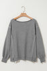 Cozy Chic Waffle Knit Bishop Sleeve Split Oversized Sweatshirt