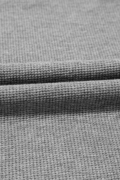 Cozy Chic Waffle Knit Bishop Sleeve Split Oversized Sweatshirt