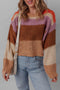 Cozy Chunky Knit Colorblock Stripe Drop Shoulder Cropped Sweater