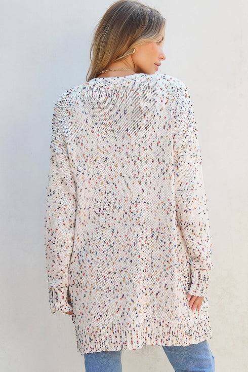 Cozy Confetti Speckle Open Front Knit Cardigan