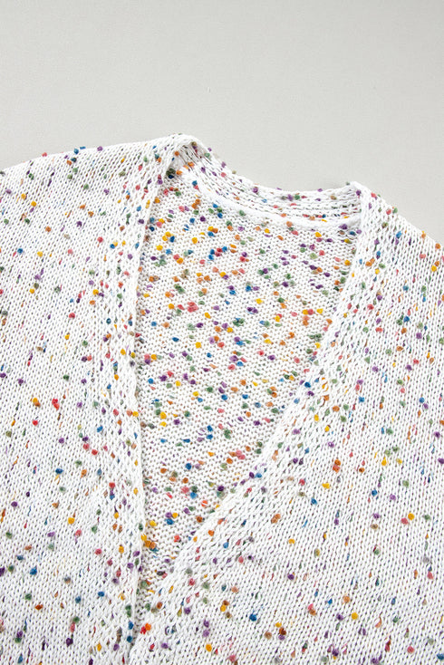 Cozy Confetti Speckle Open Front Knit Cardigan