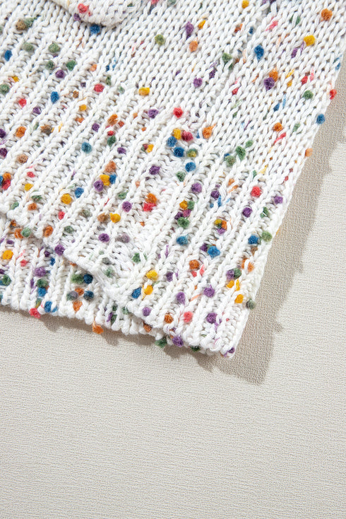 Cozy Confetti Speckle Open Front Knit Cardigan