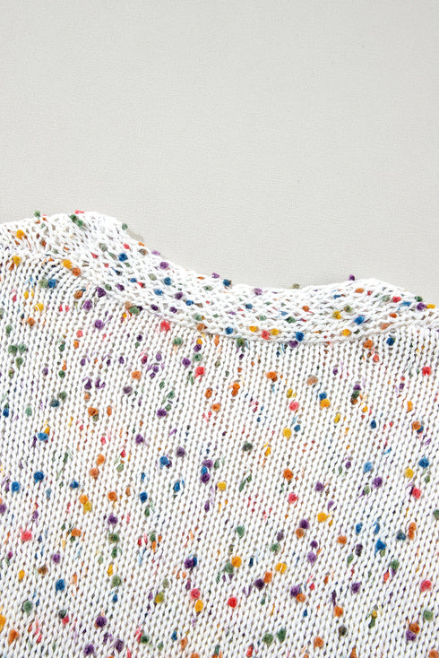 Cozy Confetti Speckle Open Front Knit Cardigan