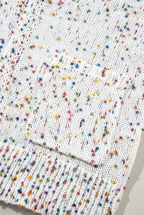 Cozy Confetti Speckle Open Front Knit Cardigan