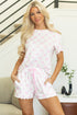 Cozy Drawstring Knit Lettuce Hem Pajama Short Set