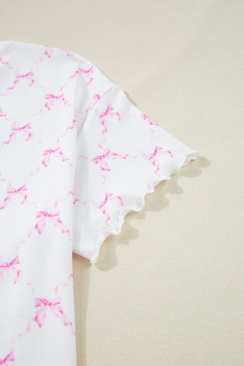 Cozy Drawstring Knit Lettuce Hem Pajama Short Set