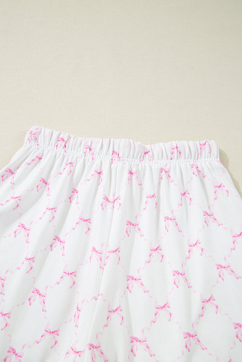 Cozy Drawstring Knit Lettuce Hem Pajama Short Set