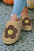 Cozy Fleece Vintage Floral Print Slip On Slippers