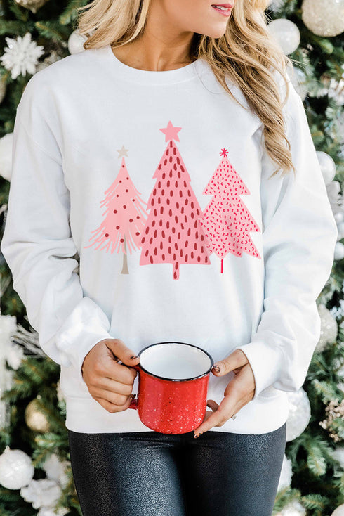 Cozy Graphic Print Holiday Crew Neck Sweatshirt