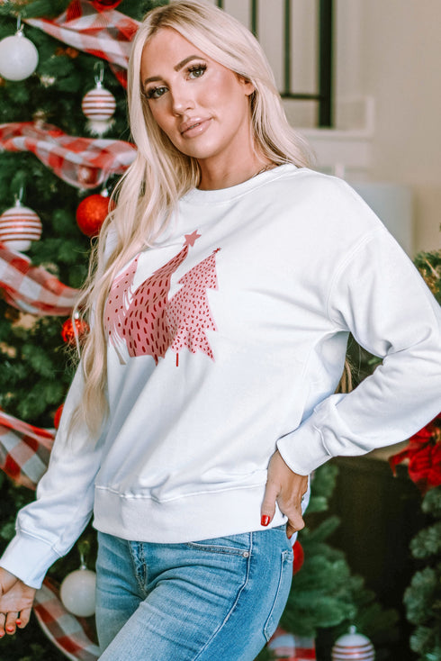 Cozy Graphic Print Holiday Crew Neck Sweatshirt
